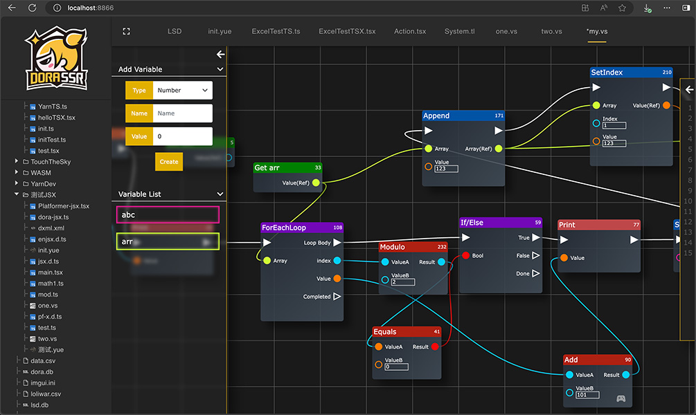 Dora SSR Visual Script Editor